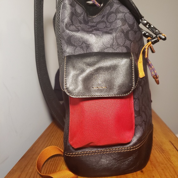 Coach Rivington Signature/Leather Drawstring Backpack - Picture 4 of 14